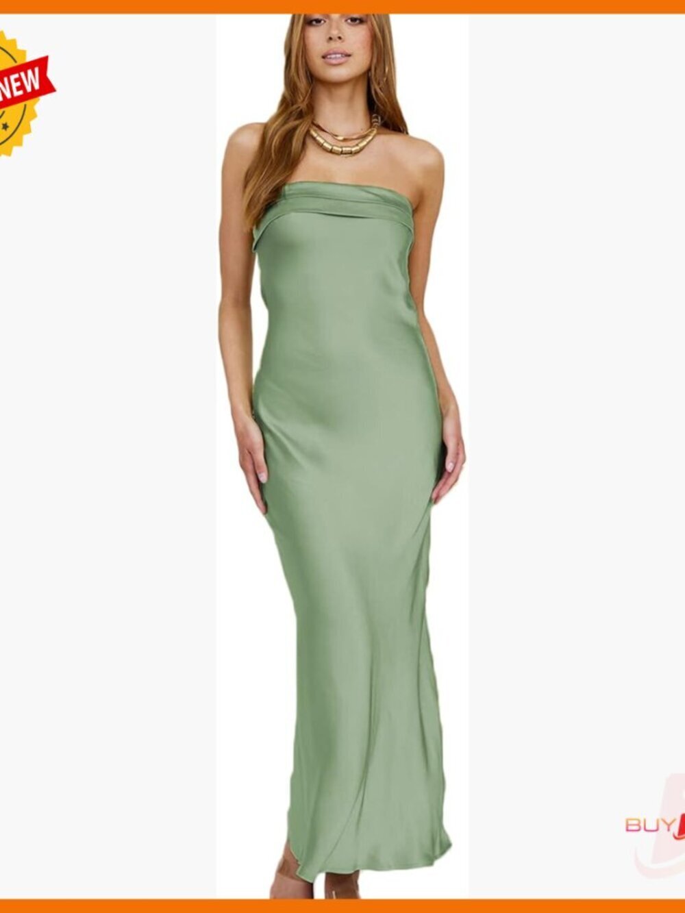 Satin Strapless Maxi Dress with Backless Design for Wedding Guest